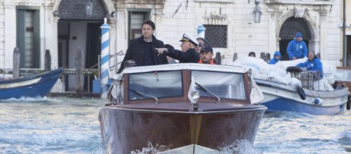 Giuseppe Conte in motoscafo a Venezia