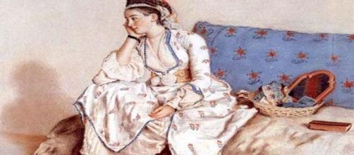 Jean Etienne Liotard, 'Woman in Turkish Dress, Seated on a Sofa.' [Image source: Wikipedia Commons]