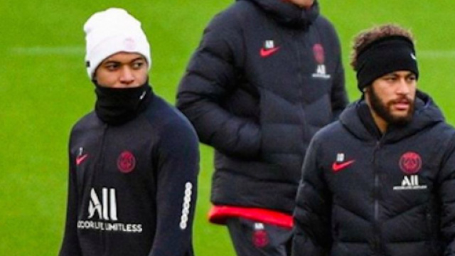 Mbappe et Neymar en entraînement pour le PSG. Credit: Instagram/k.mbappe