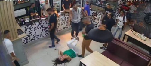 Mulher é agredida em bar na região nordeste de BH. (Reprodução/TV Globo)