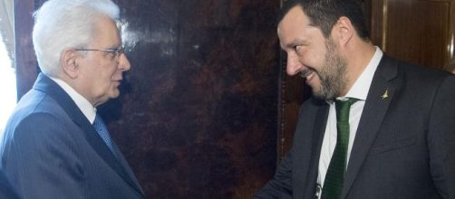 Mattarella e Matteo Salvini, leader della Lega