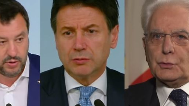 Matteo Salvini, Giuseppe Conte e Sergio Mattarella.