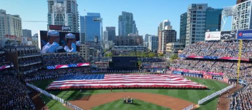 The American Flag at Petco Park. [image source: U.S. Navy- Wikimedia Commons]