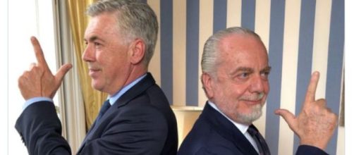 Ancelotti con il presidente De Laurentiis