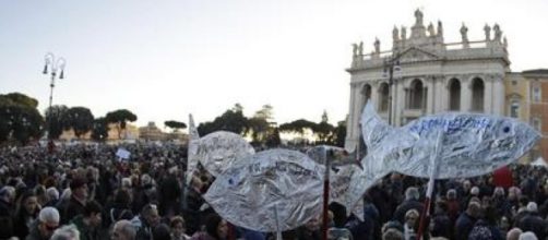 Manifestazione delle sardine in piazza San Giovanni