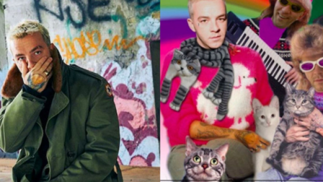 Salmo a sinistra, il nuovo manifesto per il concerto di San Siro a destra.