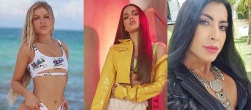 Luísa Sonza, Anitta e Priscila Pires são algumas famosas que aderiram ao preenchimento labial. (Reprodução/Fotomontagem/Instagram)