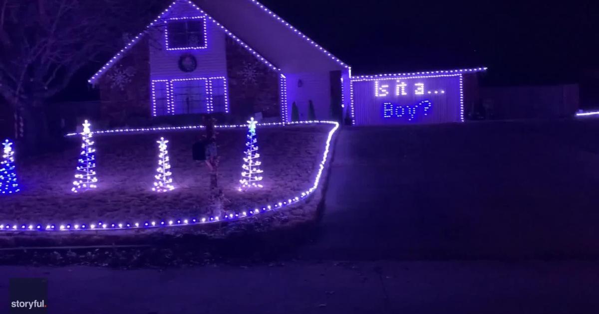 Oklahoma Christmas Lights 2022 Oklahoma couple use Christmas lights display for gender reveal Oklahoma Christmas Lights 2022 Oklahoma couple use Christmas lights display for gender reveal