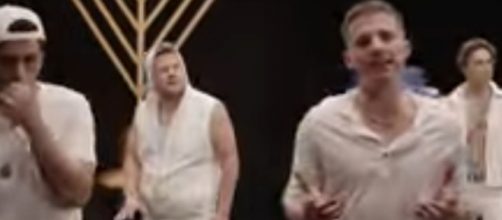 James Corden ushers in Hanukkah with a boy band tribute in "A Week and a Day." [Image source;TheLateLateShowwithJamesCorden-YouTube]