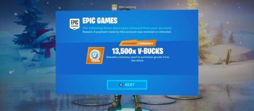 Epic Games is removing illegally obtained 'Fortnite' V-Bucks. [Source: In-game screenshot]