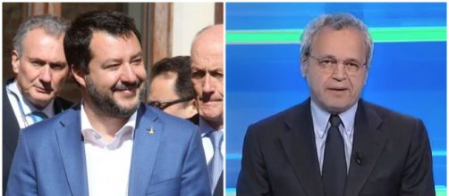 Matteo Salvini e il direttore del TgLa7 Enrico Mentana