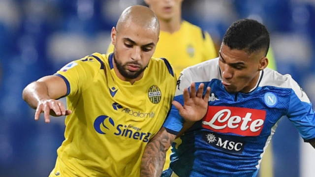 Sofyan Amrabat, centrocampista classe '96 in prestito al Verona ma di proprietà del Club Bruges