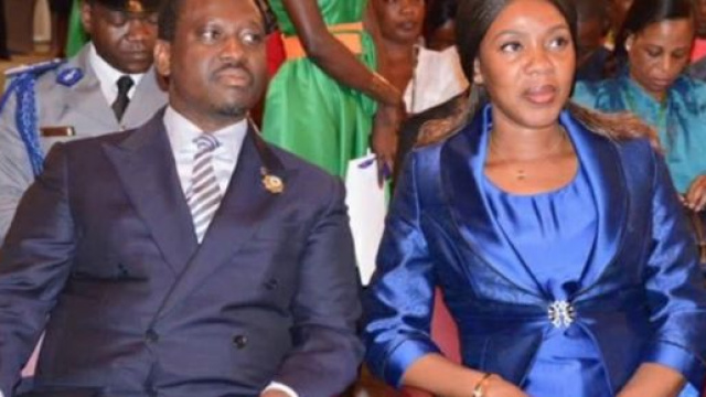 Guillaume Soro, candidat à l'élection présidentielle de 2020 en compagnie de sa chargée de communication Mme Affoussy Bamba.