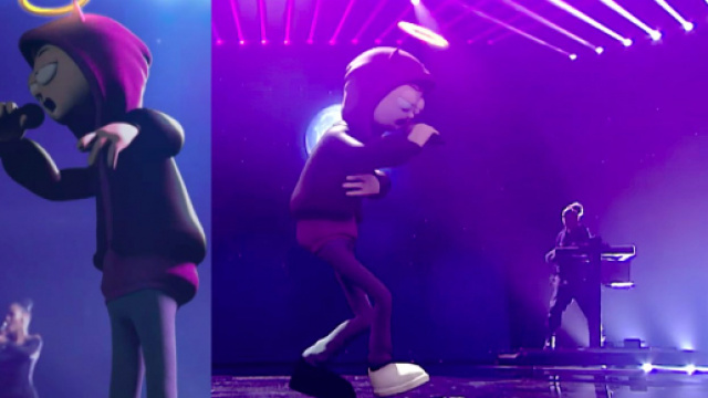 L'avatar di Tha Supreme sul palco di X Factor.