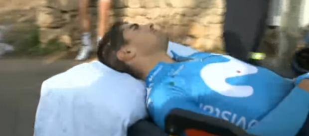 Lo sfortunato Mikel Landa dopo la caduta Lo sfortunato Mikel Landa dopo la caduta