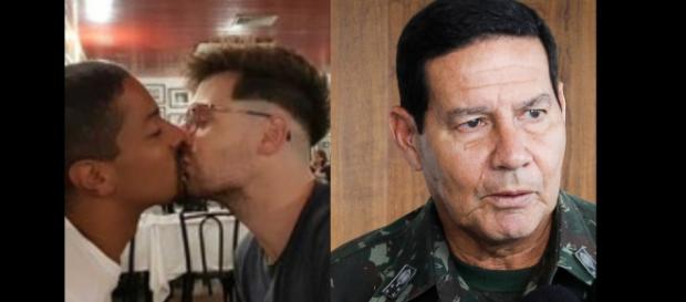 Casal homossexual tenta provocar Mourão em restaurante - Foto/Reprodução Casal homossexual tenta provocar Mourão em restaurante - Foto/Reprodução