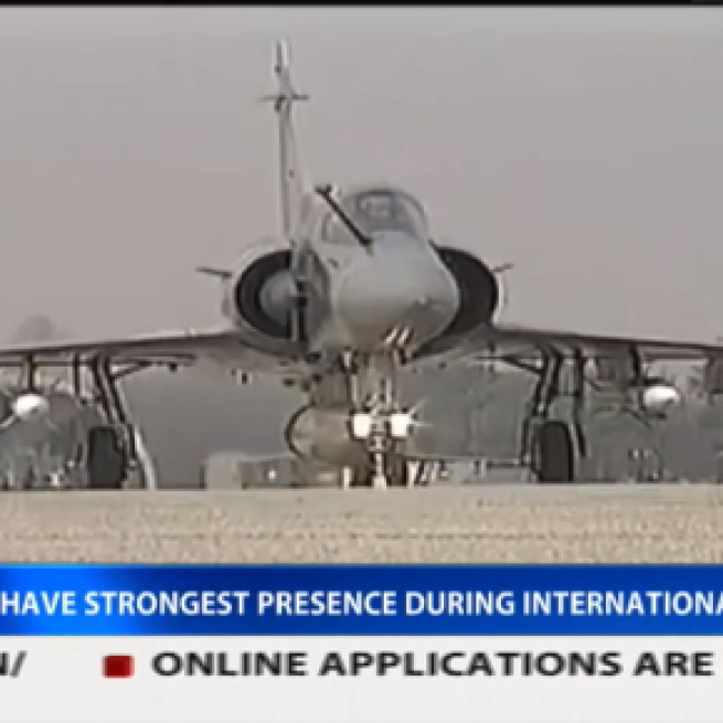 The Rafale fighter landing at Banagalore (Image Credit: DD News/Youtube screenshot)