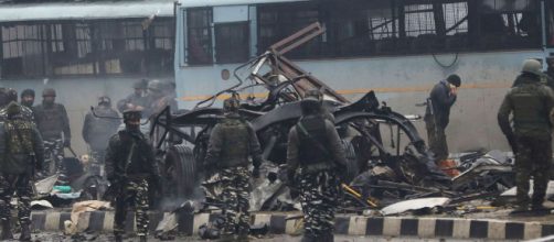 Car bomb kills over 40 Indian soldiers, wounds 20 in Kashmir convoy. photo- image credit-( screenshot NDTV/youtube.com)