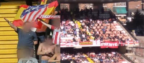 Símbolos y cánticos nazis del Frente Atlético en el Estadio de Vallecas