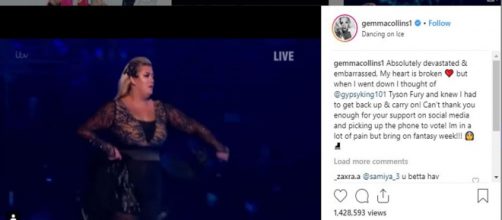 Dancing On Ice - Gemma Collins booted, says forget about dieting - Image credit itv via Gemma Collins | Instagram