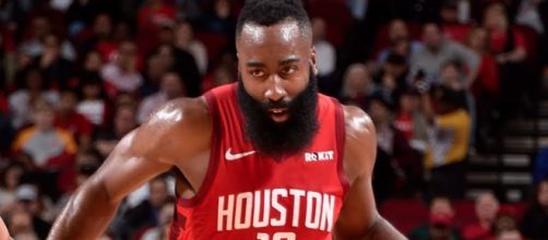 The Rockets' James Harden currently leads the NBA in scoring average. [Image via ESPN/YouTube screenshot]