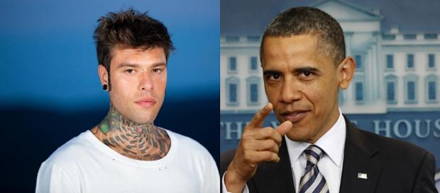 Fedez a sinistra, Obama a destra Fedez a sinistra, Obama a destra