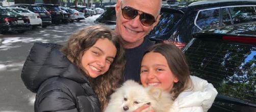 Ricardo Boechat, filhas e cadela Nina (Reprodução Instagram)