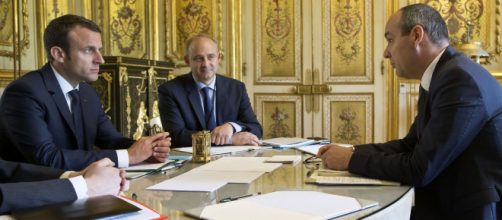 Emmanuel Macron recevant Laurent Berger à l'Elysée