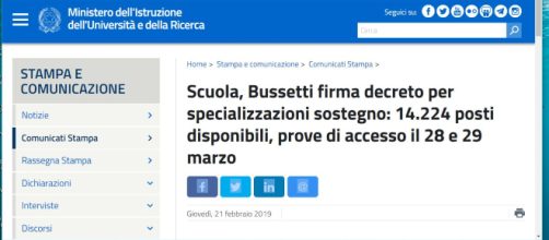 Specializzazione sostegno, test d'accesso