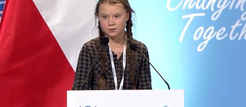 GretaThunberg en una de sus ponencias sobre el cambio climático