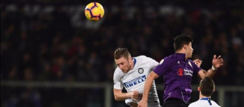 Una fase di Fiorentina-Inter, terminata in parità 3-3