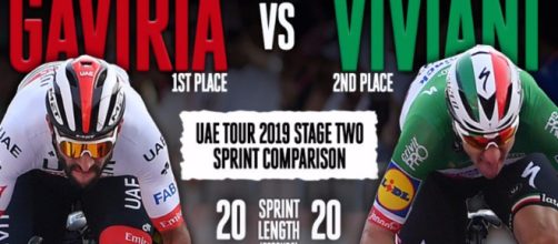 Gaviria e Viviani, primo e secondo nella 2° tappa dell'UAE Tour