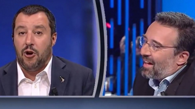 Scontro tra Matteo Salvini e Marco Damilano su La7