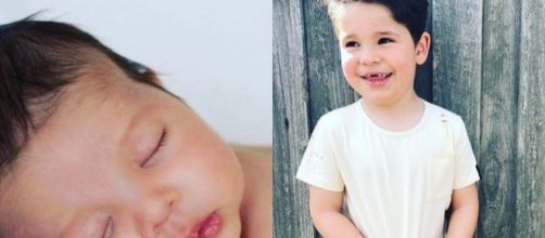 Luca, recém-nascido à esquerda e com 4 anos à direita. (Reprodução/Instagram)