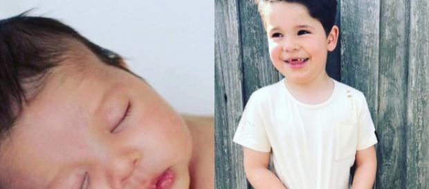 Luca, recém-nascido à esquerda e com 4 anos à direita. (Reprodução/Instagram) Luca, recém-nascido à esquerda e com 4 anos à direita. (Reprodução/Instagram)