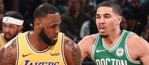 LeBron James and the Lakers battled Jayson Tatum and the Celtics in Boston on Thursday (Feb. 7). [Image via NBA/YouTube]