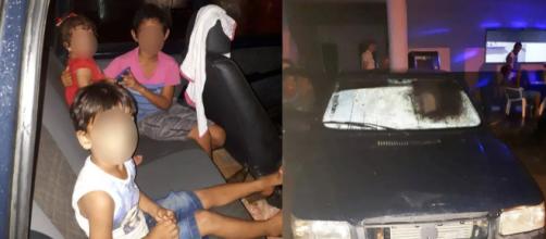 Crianças são abandonadas em carro no MT (Foto: Divulgação/Polícia Militar do MT)