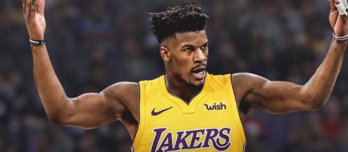The Lakers could try to make a major offer to sign NBA free agent Jimmy Butler this offseason, per ESPN. - [ClutchPoints / YouTube screencap]