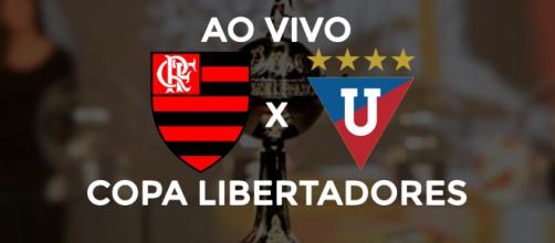 Flamengo x LDU ao vivo (montagem Diogo Marcondes)
