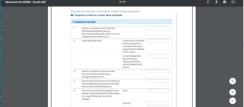 Domanda di mobilità prevede sette differenti sezioni da compilare