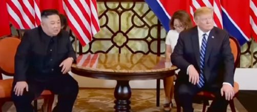 Trump-Kim nuclear talks in Hanoi break down. [Image source/Guardian News YouTube video]