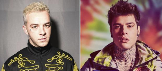 Salmo a sinistra, Fedez a destra. Salmo a sinistra, Fedez a destra.