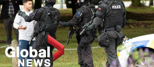 Police are out after the mass killing at Christchurch. Photo- (Image -credit-globalnews/youtube.com)