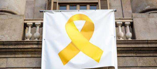 El Ayuntamiento de Barcelona coloca de nuevo el lazo amarillo El Ayuntamiento de Barcelona coloca de nuevo el lazo amarillo