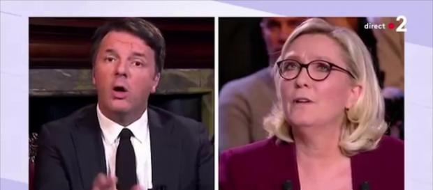 Matteo Renzi contro Marine Le Pen alla tv francese Matteo Renzi contro Marine Le Pen alla tv francese