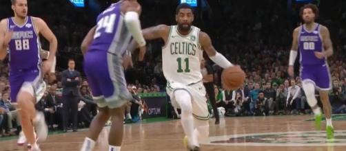 Kyrie Irving's triple-double on Thursday helped the Celtics defeat the Kings. [Image via NBA/YouTube]
