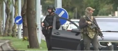 49 killed in terror attack at New Zealand mosques. [Image source/ABC News YouTube video]