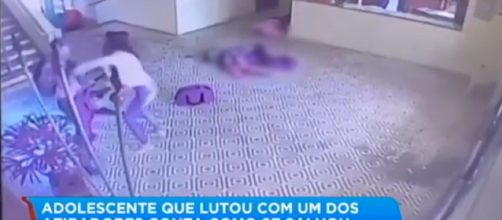 "Eu fiquei com muito medo porque não sabia que tinha um segundo assassino", diz jovem que lutou contra atirador (Foto: RecordTV)