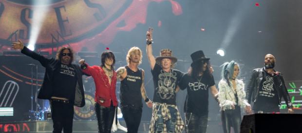 Guns N' Roses in a London Stadium concert in June 2017. Photo credit Raph_PH/https://commons.wikimedia.org Guns N' Roses in a London Stadium concert in June 2017. Photo credit Raph_PH/https://commons.wikimedia.org