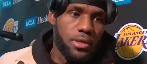 LeBron James talks to the media in New York after his team lost to the Knicks on Sunday (Mar. 17). - [Spectrum Sportsnet / YouTube screencap]